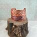 Very rustic fold formed copper cuff bracelet with braille "I am enough" Contracted Grade 2 Braille Perkins E-Z Read Slate.
